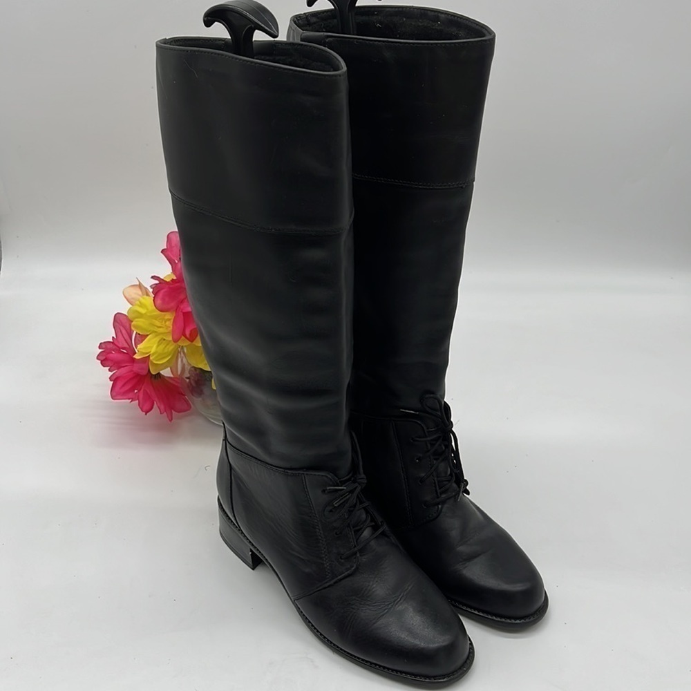 Blondo Davos Gomma Sole Womens Size 8.5 US Black Lace Up Pull On Knee High Boots